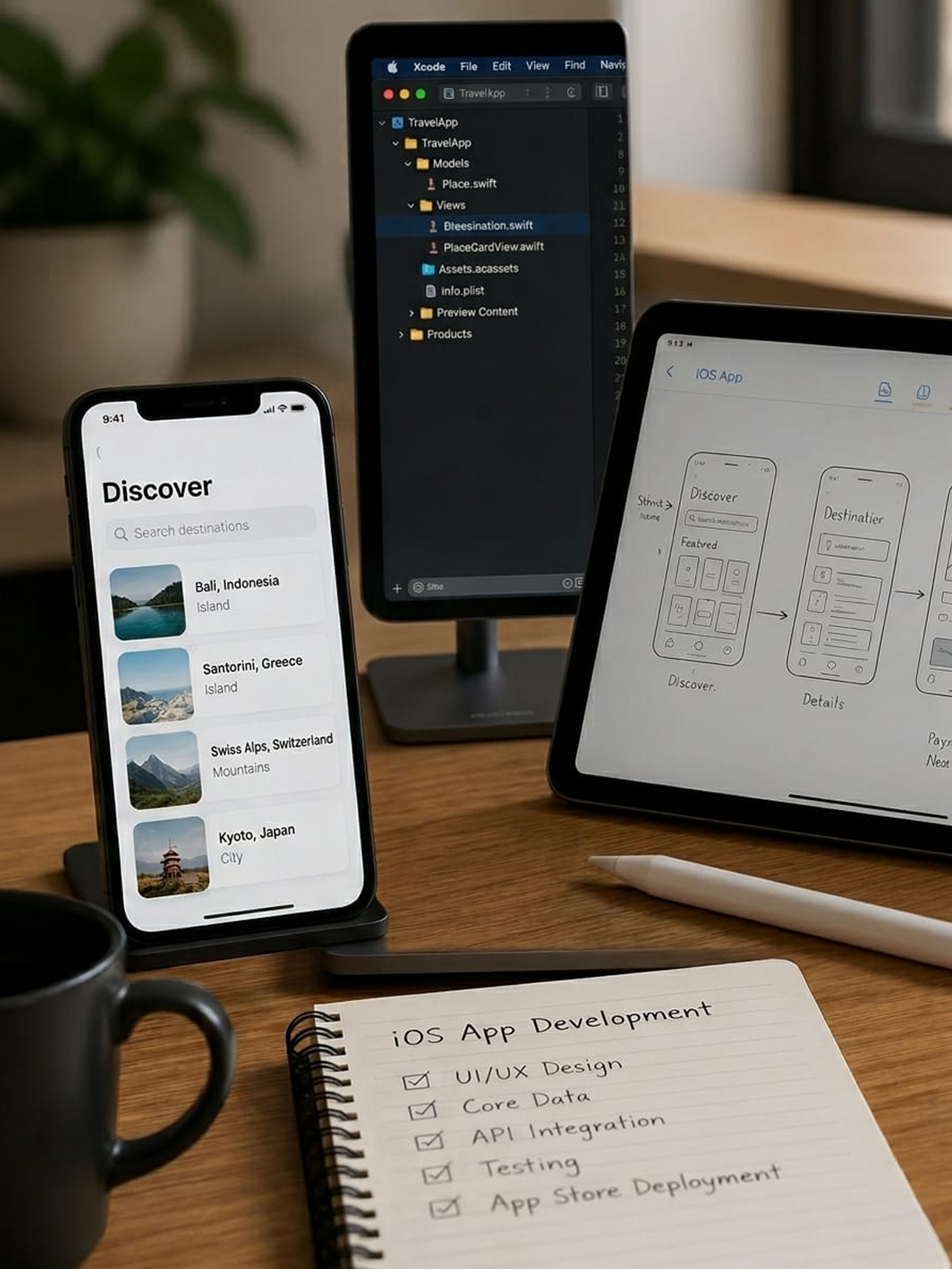 iPhone with app interface design